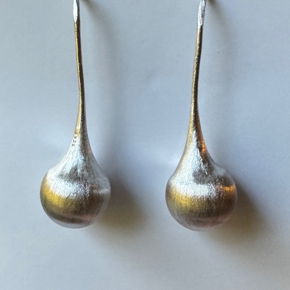 Sterling Silver 925 Solid Teardrop Hook Dangle Ea… - image 2